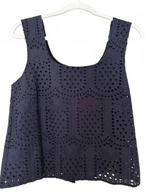 NEW FOIL women's flower top in navy